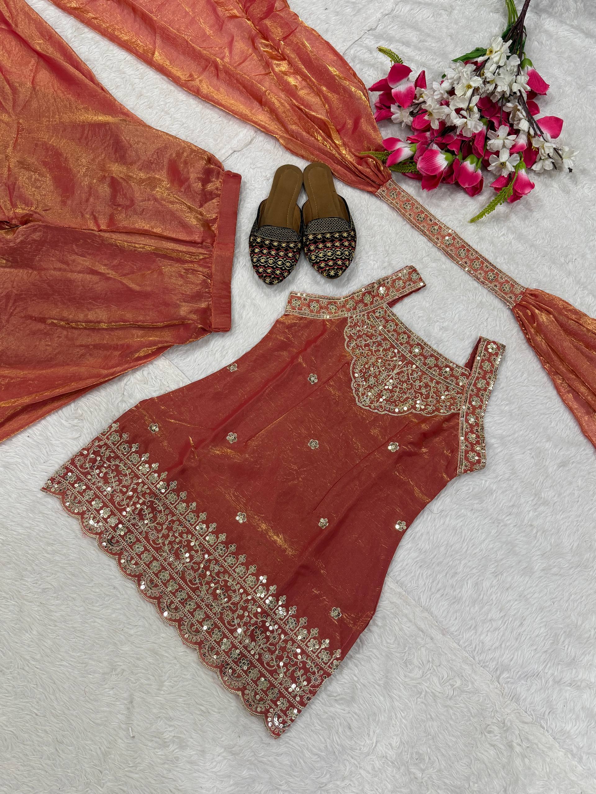 Radiant Flamingo Iridescent Palazzo Set